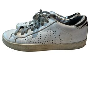 P448 White and Gray Zebra Perforated Sneakers